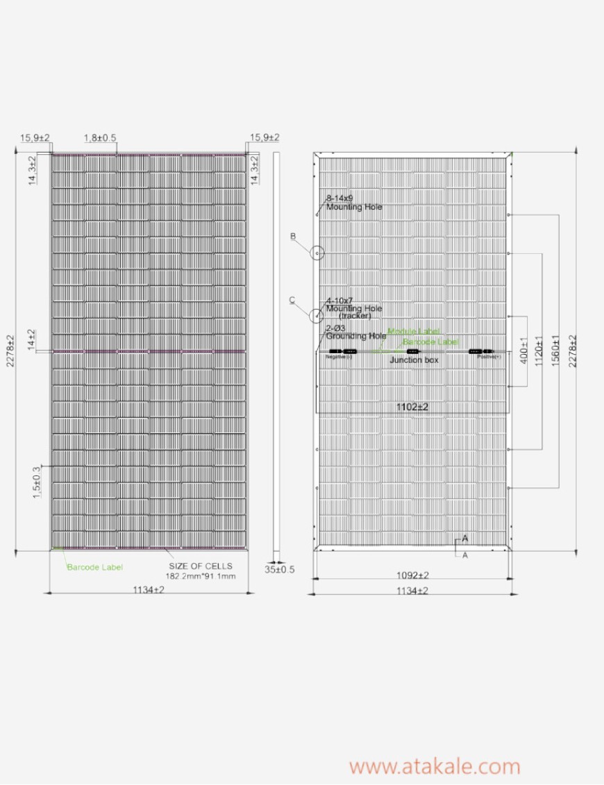 Setsolar 590W TopconBifacial Güneş Paneli  Galvani Greta Oto 16BB 182x91 M10 16BB  A+