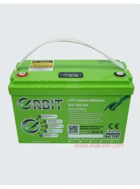 Orbit 12,8Volt 100AH 1,28Kwh  Marin Lityum Lifepo4 Solar Akü 5 Sene Garanti LCD Bleutooth ABS Kasa