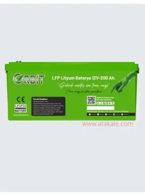 Orbit 12,8volt 200AH 2,56Kwh  Marin Lityum Lifepo4 Solar Akü 5 Sene Garanti LCD Bleutooth ABS Kasa