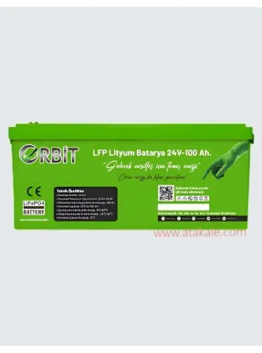 Orbit 25,6volt 100AH 2,56Kwh  Marin Lityum Lifepo4 Solar Akü 5 Sene Garanti LCD Bleutooth ABS Kasa
